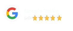 Google logo with 5.0 rating and five gold stars